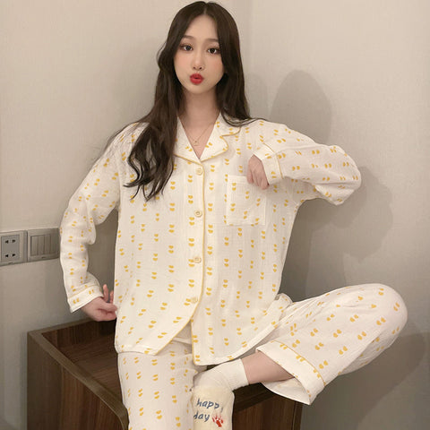 New Flower Printing Household Loungewear Sleepwear Pajamas Set CODE: READY1593