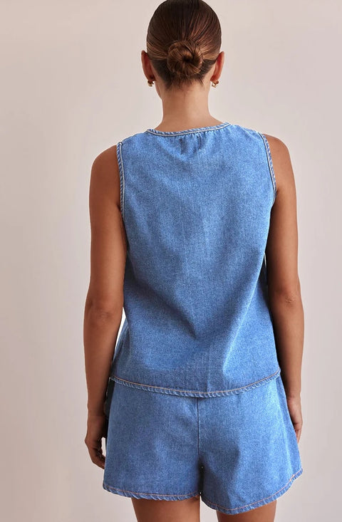 Fashion Sleeveless O-Neck Tops Shorts Trousers Two-Piece Set CODE: READY1636