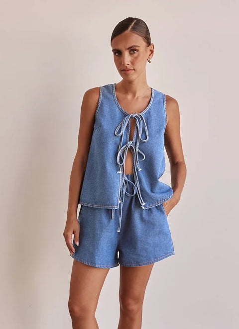 Fashion Sleeveless O-Neck Tops Shorts Trousers Two-Piece Set CODE: READY1636