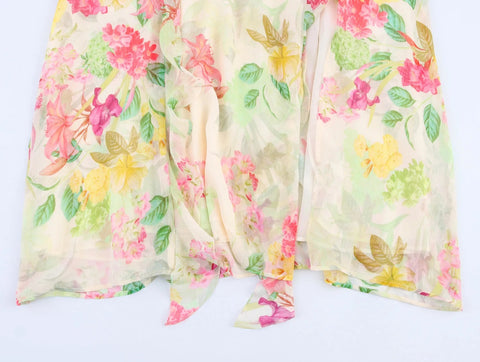 New Elegant Print V-Neck Sleeveless Waist Opening Tierred Open Back With Zipper Dress CODE: READY1638