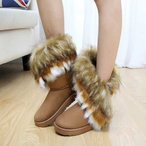 Winter Warm With Fur Plush Mid-calf Snow Boots SIZE: 39 CODE: READY1649