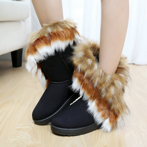New Winter Warm With Fur Plush Mid-calf Snow Boots SIZE: 42 CODE: READY1684