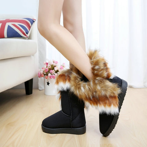 New Winter Warm With Fur Plush Mid-calf Snow Boots SIZE: 42 CODE: READY1684