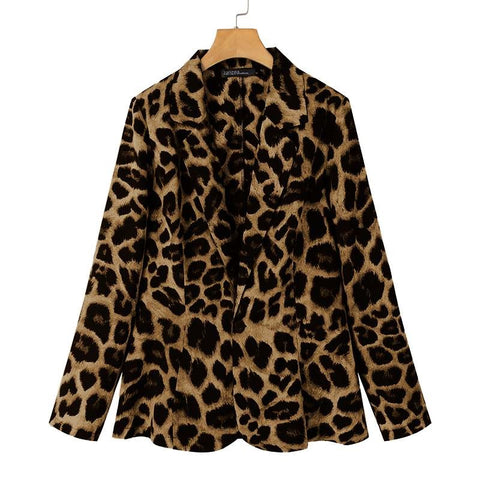 Leopard Lapel Blazer One Button Coat CODE: READY1696