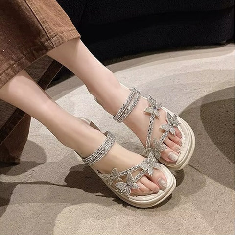 New Butterfly Flat Heeled Thick Sole Sandals SIZE: 35 CODE: READY1706
