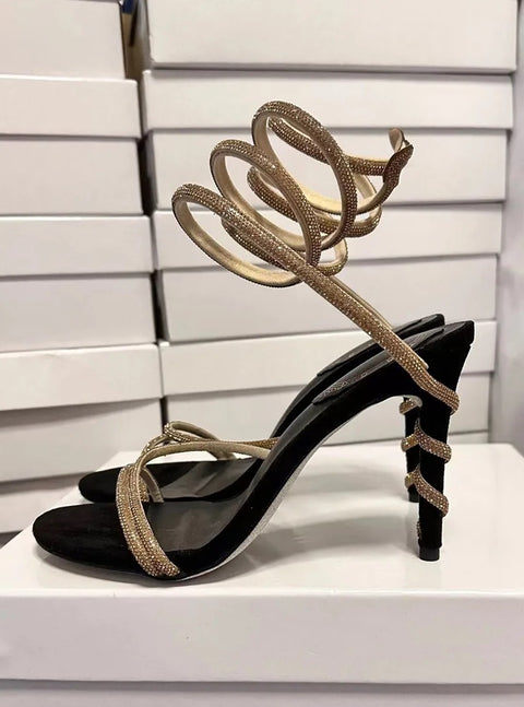 New Fashion Crystal Snake Coiled Rhinestone Stiletto Heels SIZE:37 CODE: READY1710