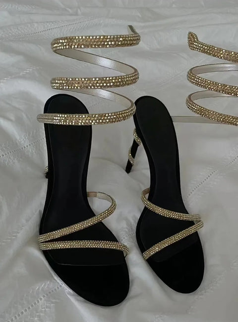 New Fashion Crystal Snake Coiled Rhinestone Stiletto Heels SIZE:37 CODE: READY1710
