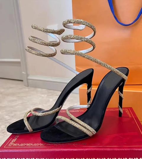 New Fashion Crystal Snake Coiled Rhinestone Stiletto Heels SIZE:37 CODE: READY1710