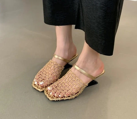 New Fashion Low Heel Close Toe Slingback Slippers SIZE: 40 CODE: READY1719