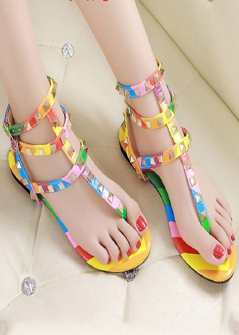 New Fashion Rainbow Studded Strappy Gladiator Sandals SIZE: 41 CODE: READY1733