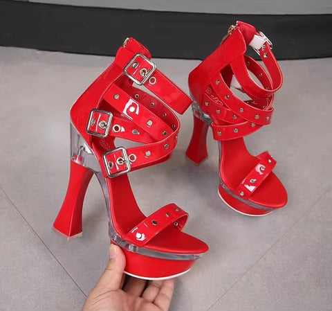New Fashion Belt Buckle Squarer High Heel Platform Sandals SIZE: 43 CODE: READY1744