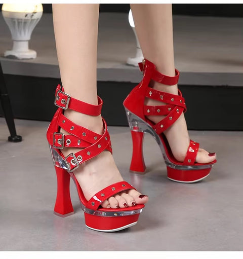 New High Belt Buckle Squarer Heel Platform Sandals SIZE: 43 CODE: READY1744
