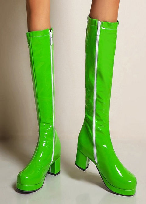 New Patent Chunky Heel Knee Boots SIZE: 39  CODE: READY1750