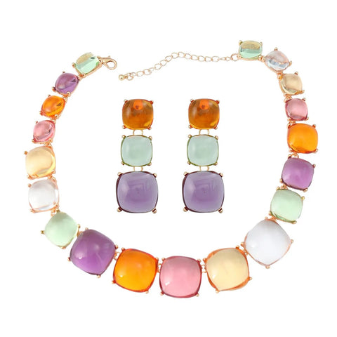 New Transparent Crystal Earrings Choker Necklace Set CODE: READY1752