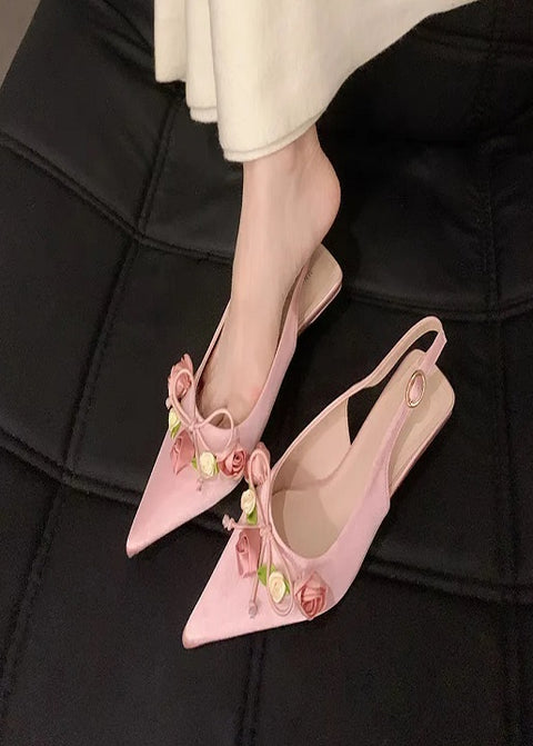 New Flower Designer Slingback Pointed Toe Med Heel Sandals SIZE: 36 CODE: READY1753