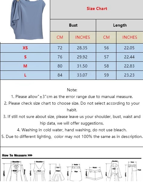New Satin Blouse, Asymmetrical Pleated, High Street Style Top CODE: READY1758