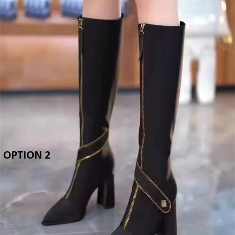 New Belt Buckle Thin Pointed Thick Heel Boots SIZE : 35 CODE: READY1770