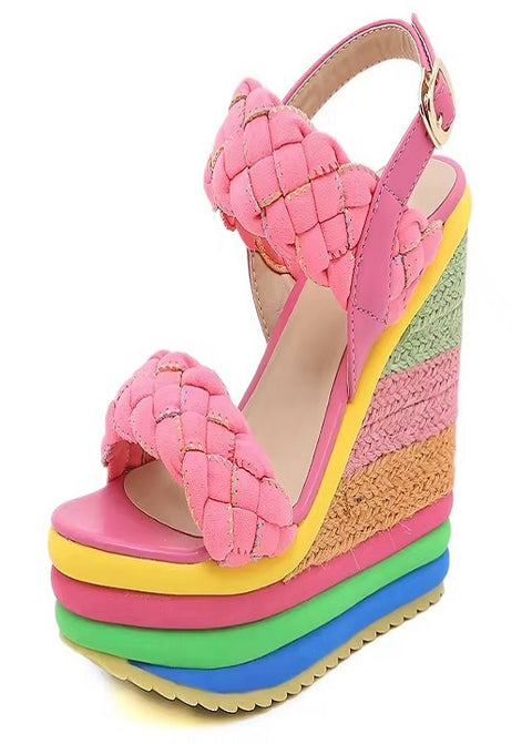 New Open Toe Rainbow Platform Sandals SIZE: 38 CODE: READY1777