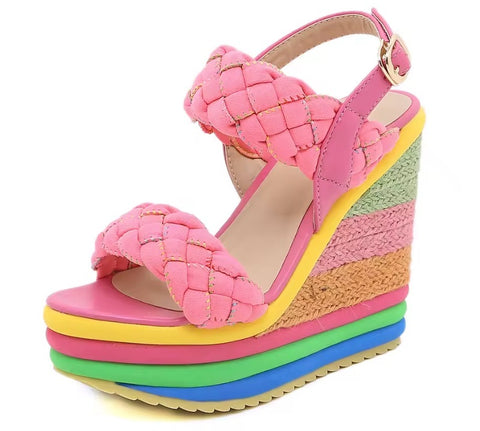 New Open Toe Rainbow Platform Sandals SIZE: 38 CODE: READY1777