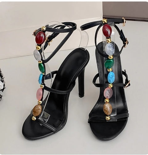 New Open Toe Ankle Strap Hollow Out Narrow Band Sandals SIZE: 35 CODE: READY1779
