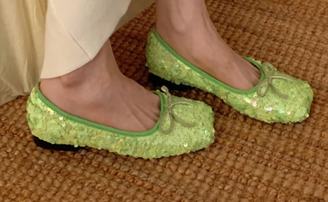 New Shiny Sequined Ballet Round Toe Flat Shoes SIZE: 37 CODE: READY1817