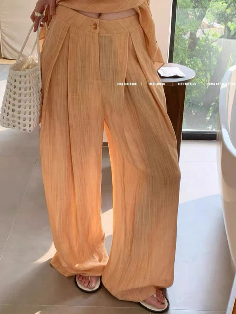 Slim fitting top and wide leg pants set flattering and versatile Set CODE: READY1827