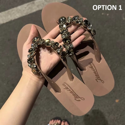 New Crystal Slip On Flip Flop Soft Flat Heel SIZE:39 CODE: READY1835