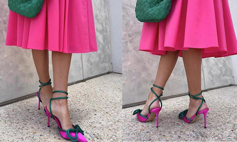 Butterfly Knot Sexy Buckle Pointed Toe Thin High Heel Sandals SIZE: 38 CODE: READY932