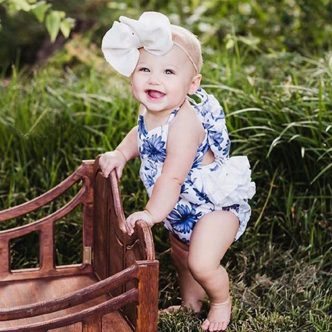 Summer Newborn Baby Girl Floral Strap Backless Lace Ruffled Outfit CODE: RSH005
