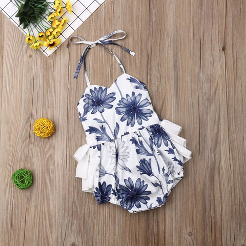 Summer Newborn Baby Girl Floral Strap Backless Lace Ruffled Outfit CODE: RSH005