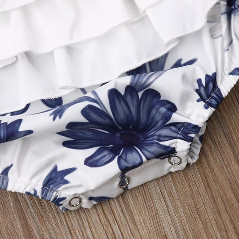 Summer Newborn Baby Girl Floral Strap Backless Lace Ruffled Outfit CODE: RSH005