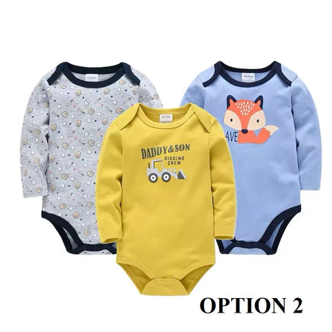 Newborn Toddler Boy Girls Fashion Soft Long Sleeve Bodysuit 3 pcs a Clothes Set CODE: RSH013