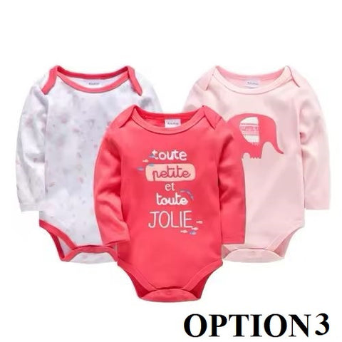 Newborn Toddler Boy Girls Fashion Soft Long Sleeve Bodysuit 3 pcs a Clothes Set CODE: RSH013