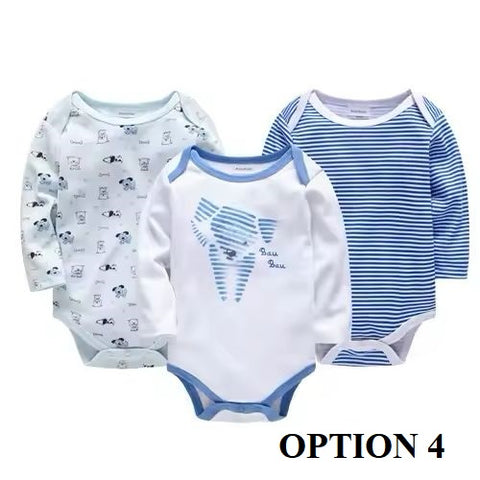 Newborn Toddler Boy Girls Fashion Soft Long Sleeve Bodysuit 3 pcs a Clothes Set CODE: RSH013