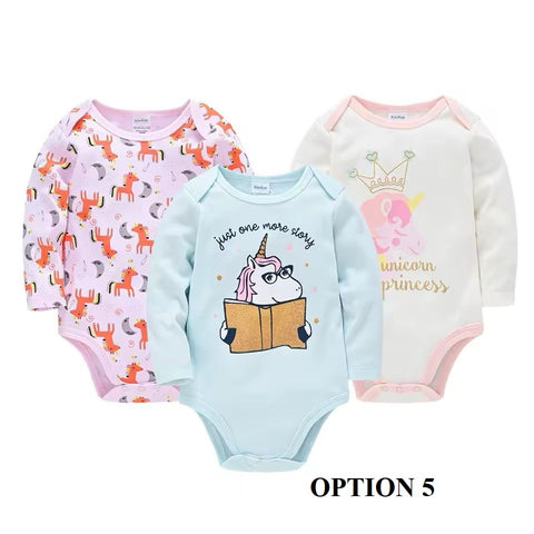 Newborn Toddler Boy Girls Fashion Soft Long Sleeve Bodysuit 3 pcs a Clothes Set CODE: RSH013