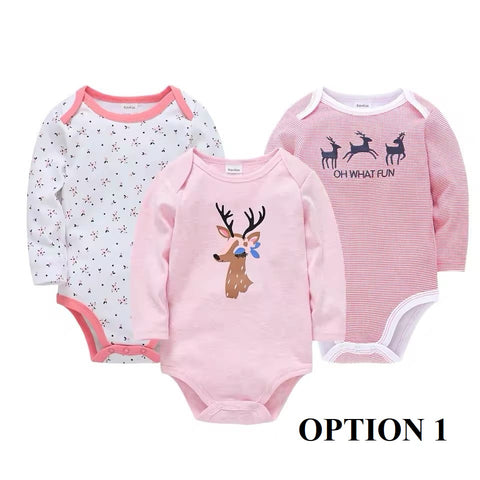 Newborn Toddler Boy Girls Fashion Soft Long Sleeve Bodysuit 3 pcs a Clothes Set CODE: RSH013