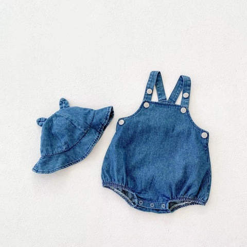 Summer New Kids Clothes Baby Girls and Baby Boy Girl Suspender Romper + Hat CODE: RSH016
