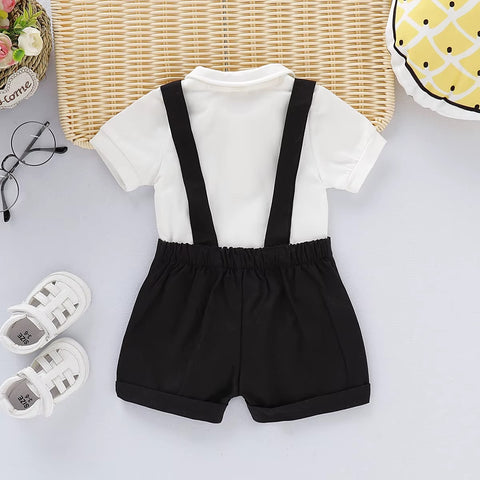 Newborn Baby Boy Formal Costumes Short Sleeve Shirt With Bow + Romper Short Pant Summer Fashion 2 Pcs Set CODE: RSH018