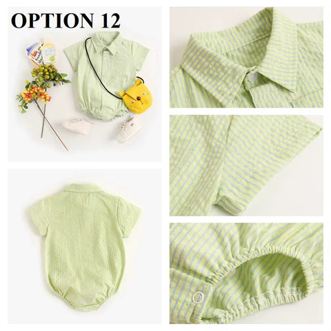 Newborn Clothes for Baby Boy Summer Plaid Fashion Short Sleeve Bodysuits CODE: RSH019
