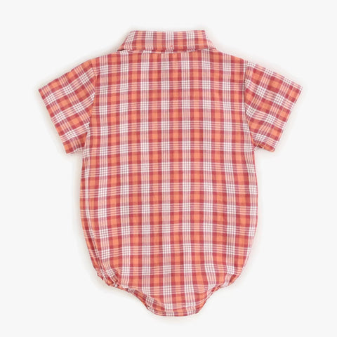 Newborn Clothes for Baby Boy Summer Plaid Fashion Short Sleeve Bodysuits CODE: RSH019