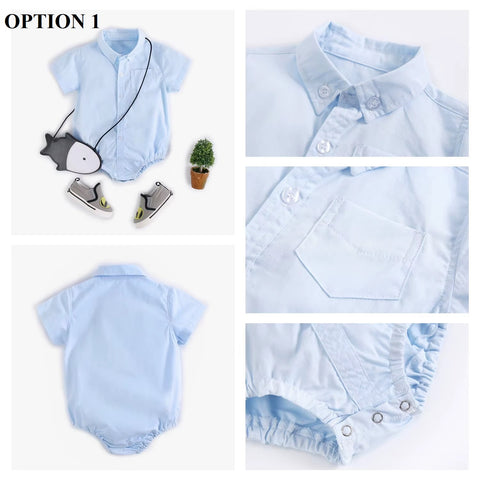 Newborn Clothes for Baby Boy Summer Plaid Fashion Short Sleeve Bodysuits CODE: RSH019