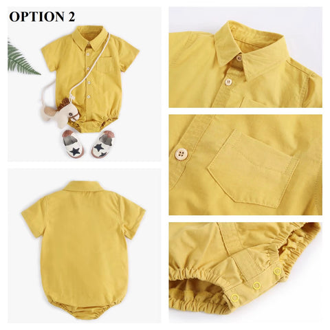 Newborn Clothes for Baby Boy Summer Plaid Fashion Short Sleeve Bodysuits CODE: RSH019