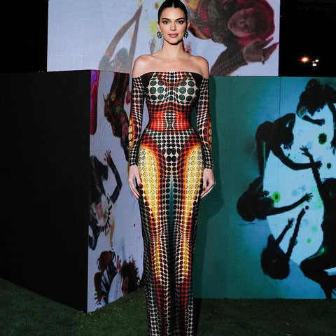 New Sexy Tie Dye Print Long Sleeve Backless Party Streetwear Maxi Dress CODE: KAR3950