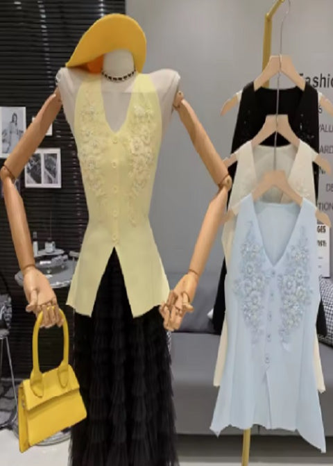 New V-neck high-end waist cinching slimming sleeveless Top CODE: KAR4025