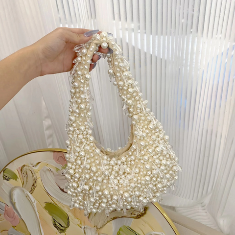 New Pearl Beaded Handmade party Handbag CODE: KAR3868