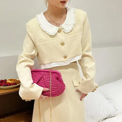 New Fashionable Woven Clipper Strap Handbag CODE: KAR3133