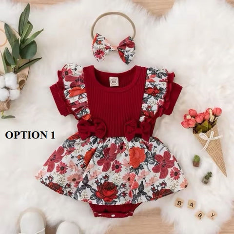 Summer Fashion With Bowknot Striped Floral Baby Girl Dress CODE: RSH002