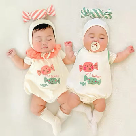 Funny Candy Newborn Baby Boy Girl Summer Lovely one-Piece Short Jumpsuit with Hat CODE: RSH011
