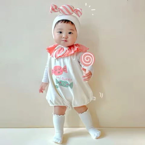 Funny Candy Newborn Baby Boy Girl Summer Lovely one-Piece Short Jumpsuit with Hat CODE: RSH011