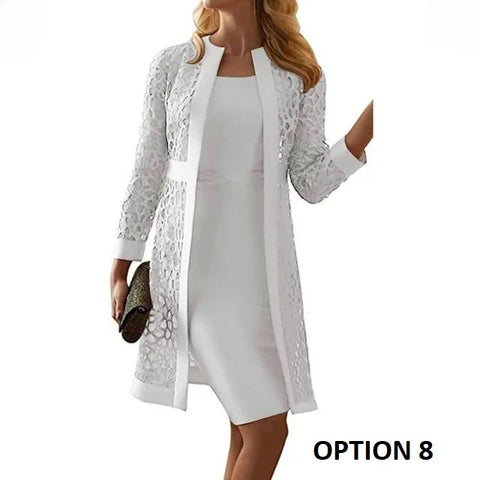 New Lace Autumn Cardigan Jacket Leisure Two Piece Set CODE: KAR3209